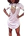 Allegrace Womens Summer Side Slit Casual Cotton Beach Mini T Shirt Dresses