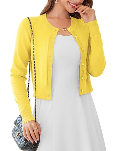 Image of LETDIOSTO Cropped Cardigan Bolero Shrug for Women, Button Down Long Sleeve Knit Sweater for Dresses,for Jeans, XS to XL
