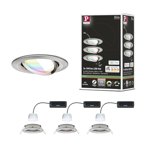 Spot encastré LED Nova Coin Paulmann rond 84mm 3x6W RGBW acier brossé