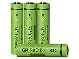 GP ReCyko Akku NiMH AAA 650 mAh 1,2V4 Stück