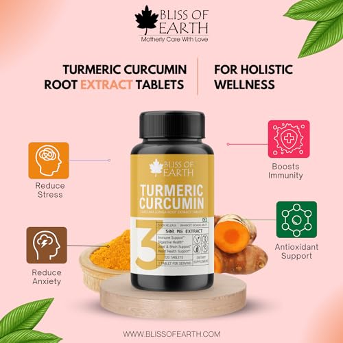 Bliss of Earth Turmeric Curcumin 95% Curcuminoids 500mg Extract – 60 Tablets — Curcumin Supplements - image 2