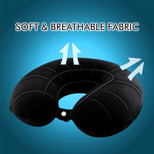 Image of Billebon Premium Neck Pillow Eye Mask Combo Airplane Travel Pillow with Comfortable Velvet Sleeping Eyemask Head Rest Pillow & 30 Years Warranty