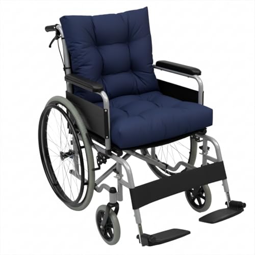 MENURSY Almofada para assento de cadeira de rodas e encosto para idosos, deficientes e deficientes - Acessórios para cadeira de rodas de alívio de pressão, 30,5 cm C x 28 cm L (azul marinho)