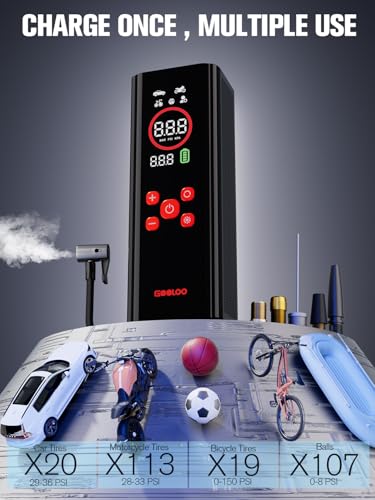 Image of GOOLOO AP150 PRO Tire Inflator Portable Air Compressor,Color LED Screen | 150PSI Air Pump with Digital Pressure Gauge, LED Light and Auto Shut-Off Function for Car, Motorcycle, Bicycle, Ball