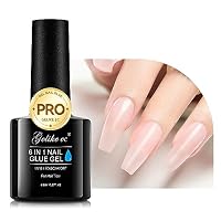 Gelike ec Nagelkleber Für Kunstnägel 6 in 1Sheer Baby Pink Extra Stark Nail Glue Für Press On Nail Glue Gel For Nail Tips Nagelkleber Gel Für Fake Nail-Brauchen Ausharten Unter UV Nagellampe 8ML-11544