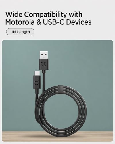Image of mPix 33W USB A2C TurboPower Fast Charging Data Cable Compatible with Moto|60|50|40|30|Edge|Ultra| Fusion|Pro|Neo|razr|Stylus|G06|G05|G85|G45|G64|G84|G62|G54|G84|G67|E40|G35|G96|G82|G86-Black