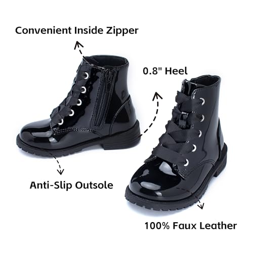 ICEBIRDS Girls Boys Combat Boots Side Zipper Ankle Shoes with Lace Up (Toddler/Little Kid)2