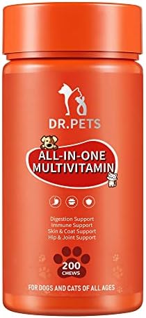 Multivitamin for Dogs and Cats, 200 Soft Chews, Dog Multivitamin for Skin and Coat Health, Joint Health, Improved Digestion, Antioxidants, Support a Healthy Immune System