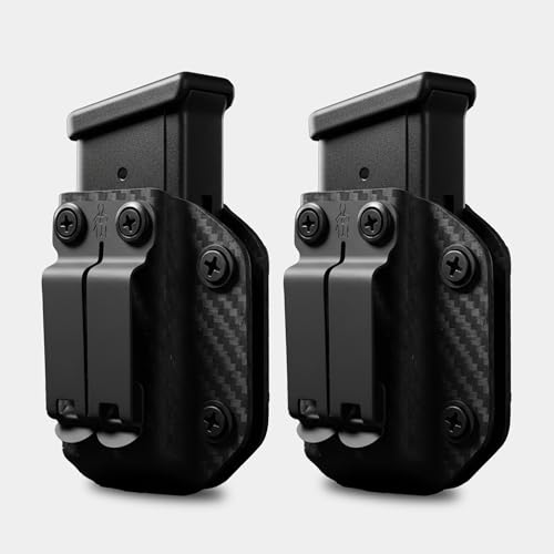 HolsterBuilder Magazine Holster 2 Pack IWB/OWB Carbon Fiber - M&P Shield Plus - Concealment Mag Carrier - Magazine Pouch for Men & Women - STMG