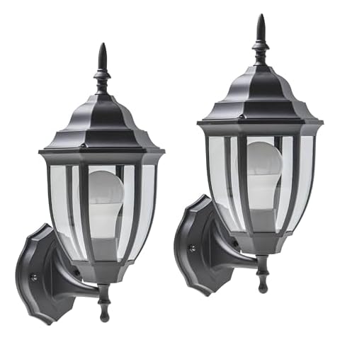 YAKii Outdoor Wall Porch Lights,Exterior Waterproof Wall Sconce Lighting Fixture, Anti-Corrosion Porch Wall Lantern , Wall Mount Lighting for Front Door, Garage, Patio,Bulb Included,Black(2 Pack) Cover