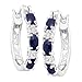 Platinum-Plated Brass 2 1/10 ct Natural Sapphire Hoop Earrings with Diamonds, .875