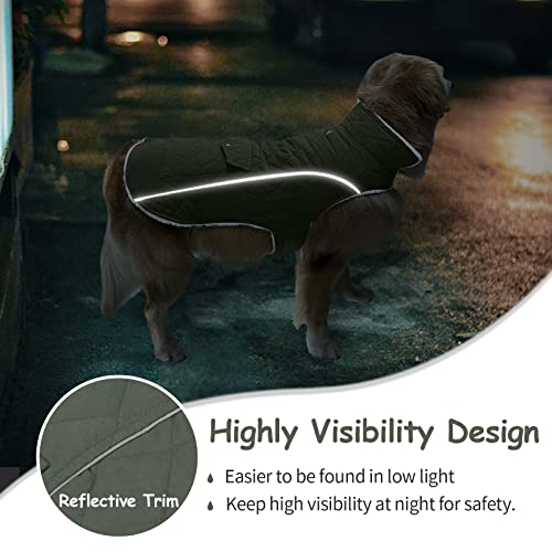 Malier Dog Winter Coat, Windproof Dog Cold Weather Coats With Real Pocket, Winter Dog Extra Warm Coat Dog Fleece Jacket Reflective Dog Clothes For Small Medium Large Dogs And Puppy (Medium, Green) #TOP4
