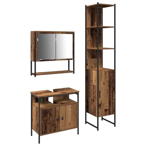 vidaXL Mobile per lavello vitaXL in Legno dallo Stile Rustico, con lavabo Integrato, 3 Porte e 5 Ripiani. Perfetto per arredare bagni Moderni con Un Tocco Caldo.