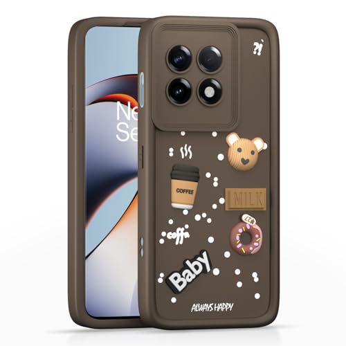 Image of Pikkme Back Cover for OnePlus 11R 5G | Cute Fun Cartoon 3D Bear Silicone Full Body Protection Bumper Cover (Brown)