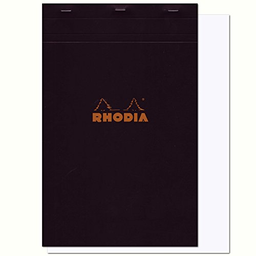 Rhodia Staplebound Notepads - Blank 80 Sheets - 8 1/4 x 12 1/2 in. - Black Cover