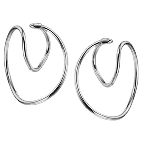 popchilli Clips para los oídos Clips geométricos para los oídos Ligeros, cómodos, sin Perforaciones, Pendientes para Damas, sin Perforaciones, Plateado