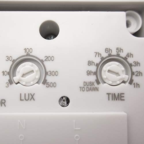 10A Outdoor Rated Wall Mounted Photocell -IP55- Dusk Till Dawn Automatic Light Sensor Switch & Adjustable Timer  Garden/Garage/Warehouse External Daylight Detector Relay For Lights