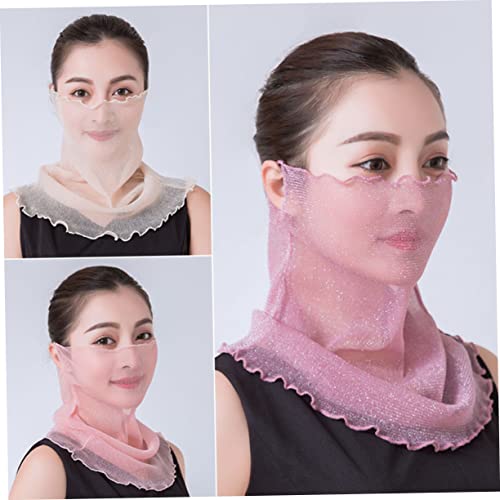 2pcs Women Scarf Mask Summer Bib Scarf Face Veil Face Neck Mask Thin Sunscreen Veil4