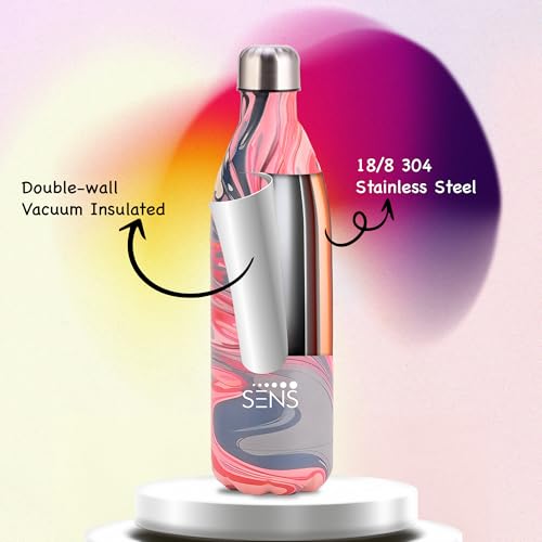 Image of SENS Hydra Pearl Stainless Steel 1000ml Bottle Hot or Cold up to 24 Hours | Leak Proof, BPA Free, Eco-Friendly | Travel | Office | Home | Misty Morning