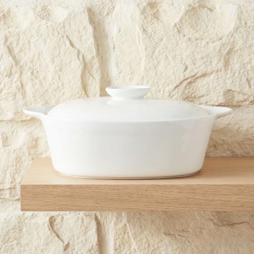 Cocotte en céramique blanche de 1,67 L avec couvercle compatible micro-ondes - 5