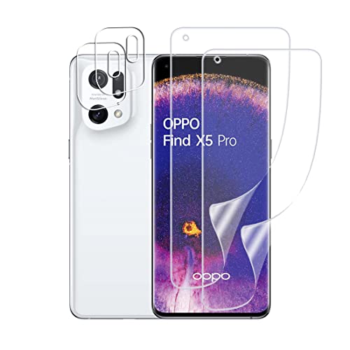 2 Stück Schutzfolie Kompatibel Mit OPPO Find X5 Pro und 2 Stück Kamera Schutzfolie Panzerglas Soft TPU Displayschutzfolie Fingerabdruck-ID Blasenfreie HD Folie Cover