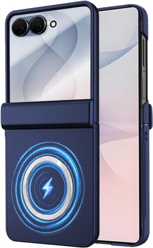 Image of STORMTAL Magnetic for Samsung Galaxy Z Flip 8 case, Hinge Protection, Built-in Screen Protector, Shockproof, Compatible with Magsafe, Rugged Phone Case for Z Flip 8 Blue