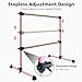 4FT/6FT Height Adjustable Double Ballet Barre, Freestanding Portable Stretching Dance Bar for Home, Heavy Duty Exercise Equipment for Kids & Adults with Anti-Slip Rubber Pads (Pink, 4FT-Wood)
