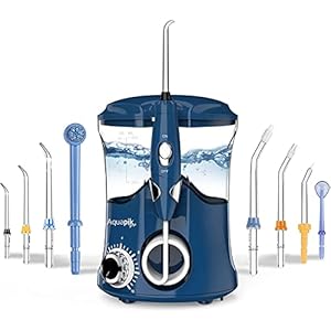 Aquapik Pro Monddouche, professionele tandirrigatie, 8 sproeiers, 10 standen, 600 ml. Waterreservoir en reistas, aanbevolen door tandartsen (blauw)