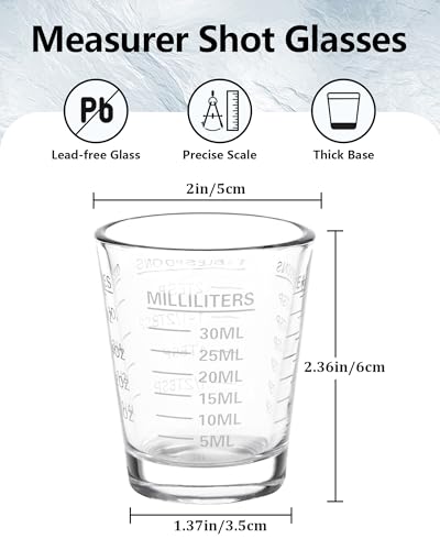 Image of SAIAOKJ Shot Glass Measuring Cup Set, 2 Pack Espresso Shot Glasses (White)