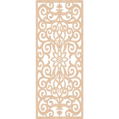 Image of Buel Decorative Pierced Fretwork Wood Wall Panels, 33 3 /8 inchW x 84 3 /8 inchH x 3 /8 inchT, Red Oak