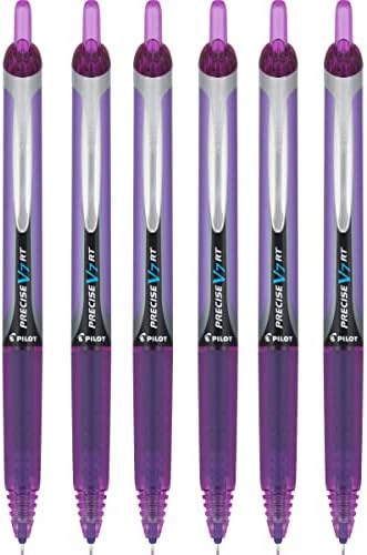 Pilot Precise V7 Retractable & Refillable Rolling Ball Ink Pens, Purple Ink, 0.7mm Fine Point, 6 Pack image 3
