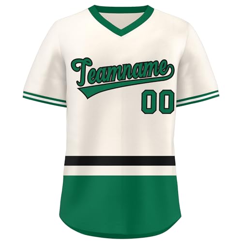 KXK Custom V-Neck Baseball Jersey Personalized Baseball Shirts Stitched Name Number Sports Uniform for Men Women Youth