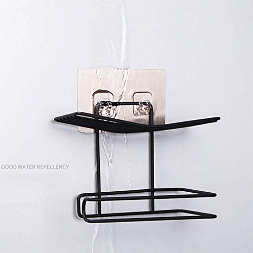 AP SALES Toilet Paper Holder Shelf Tissue Roll Towel Storage Rack Adhesive Mobile Phone Dispenser Hanger Organizer Bathroom Art-Black 1