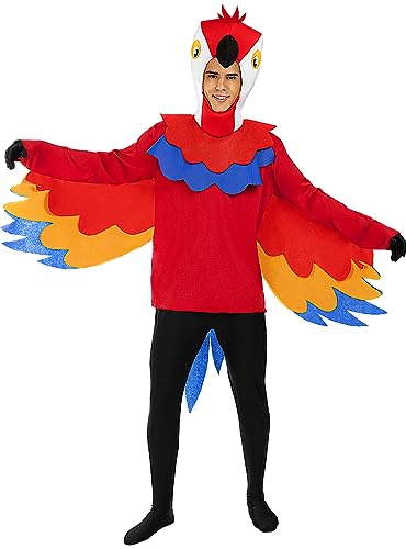 Funidelia | Disfraz de loro para hombre y mujer Animales, Aves, Pájaros - Disfraz para adultos y divertidos accesorios para Fiestas, Carnaval y Halloween - Talla M - L - Rojo