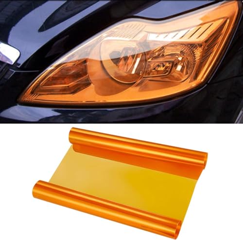 Image of HOME13 Self Adhesive Auto Car Tint Headlight Taillight Fog Light Vinyl Smoke Film Sheet Sticker Cover Car & Bike Protection Film (Orange, 12x60 Inch)