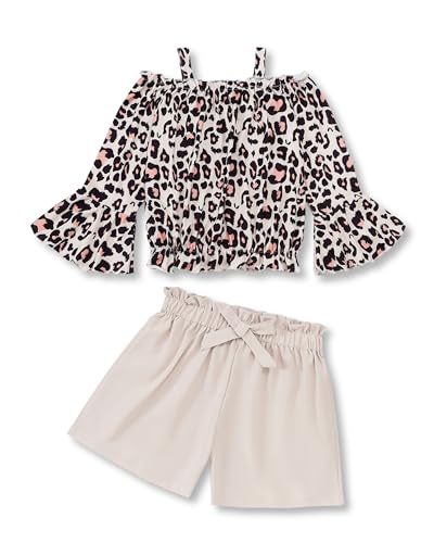 Image of Weebaby Girls Clothes 2 Piece Outfits Cute Kid Clothes Crop Top Paperbag Waist Shorts Set Summer Clothes for Tween Girls