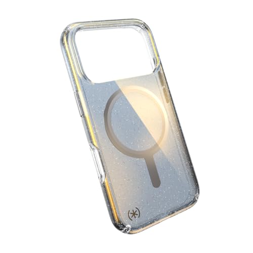 Image of Speck Presidio LUX for iPhone 17 Pro Case, MagSafe-Compatible, Slim Protective Case, Hyper Mirror Glitter /Silver Metallic
