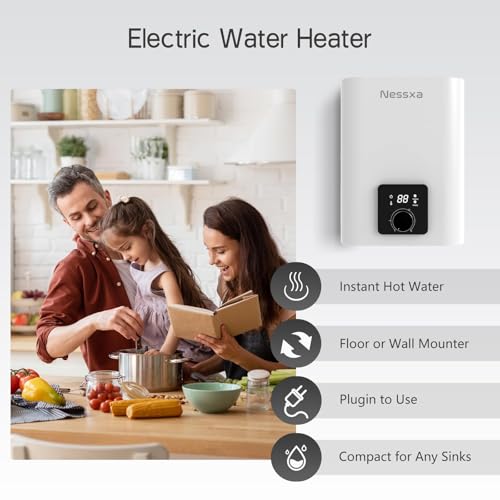 Nessxa 2.65 Gallon Electric Mini Tank Water Heater, 110V 1500W Point of Use On Demand Under Sink Instant Hot Water Heater for Home Kichen Bathroom