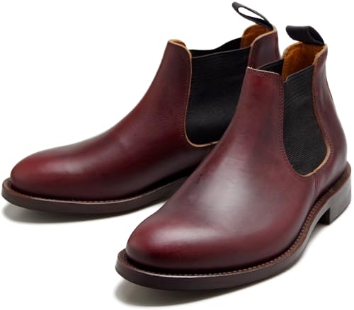 (ウィールローブ)15074 サイドゴアブーツ ビジネスシューズ メンズ バーガンディー US9.0(27.0cm)
