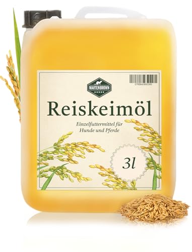 Martenbrown® Reiskeimöl 3 Liter für Pferde, Hunde und Esel I Im praktischen Kanister | Nahrungsergänzung für Trockenfutter, Dosenfutter oder als Barf-Öl