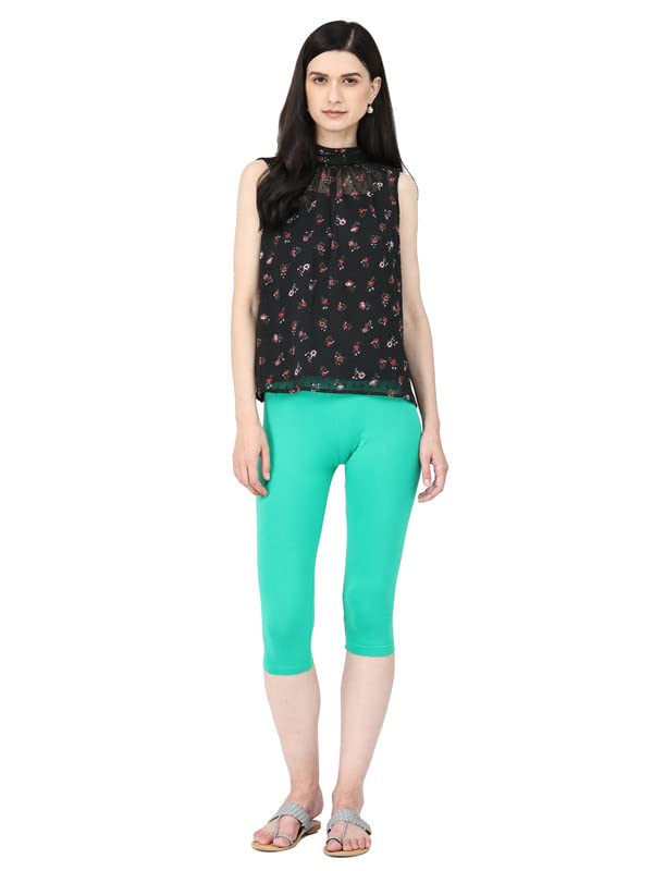 Image of Robinbosky Premium Stretchable Cotton Capri Legging for Women | Suitable for Formal wear & Casual wear | High-End Elastic Makes. The Leggings Squat Proof and Durable for Travel, Yoga, & Workout.