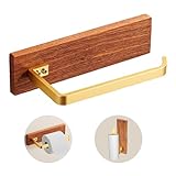 Toiletpapierhouder, houtkleur, toiletpapierhouder zonder boren, met box voor vochtige doekjes, toiletrolhouder, houten toiletrolhouder met plank voor keuken en badkamer, zelfklevend of boren