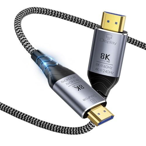 Image of Fiber Optic HDMI Cable 10ft, 8K Long Active HDMI 2.1 Cable 48Gbps Ultra High Speed Braided 8K@60Hz 4K@120Hz, Dynamic HDR, eARC, HDCP 2.2&2.3, 3D, for Laptop, PC, PS5, Xbox, HDTV, Projectorr, Monitor