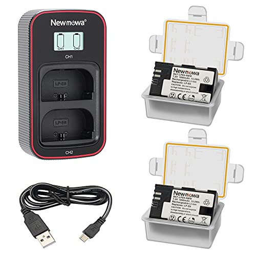 Newmowa LP-E6 Replacement Battery (2 Pack) and Smart LCD Display Dual USB Charger for Canon LP-E6,LP-E6N and Canon EOS 5D Mark IV,5D Mark III,5D Mark II,6D,7D,7D Mark II,60D,70D,80D,XC10