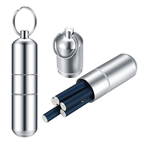 2 Stück Mini Zigarettenetui wasserdicht, Zigarettenetui klein Schlüsselanhänger mit Schlüsselring, aufschraubbarer Schlüsselanhänger zum Aufbewahren von Zigaretten Pillen Ohrlöffel Wattestäbchen Cover