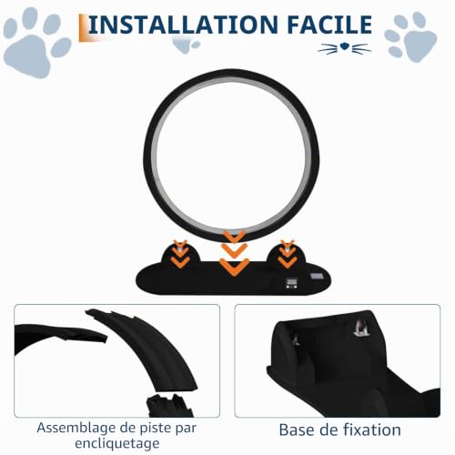 Sch Roue d'exercice pour chat de 114 cm avec podomètre et griffoir pour chat d'intérieur, tapis de course super silencieux avec tapis amovible, roue pour chat de petite, moyenne et grande taille – vue 5