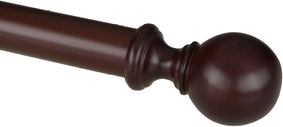 Drapery Curtain Wood Ball Style Finial for 2" Diameter Rod - Espresso - Set of 2