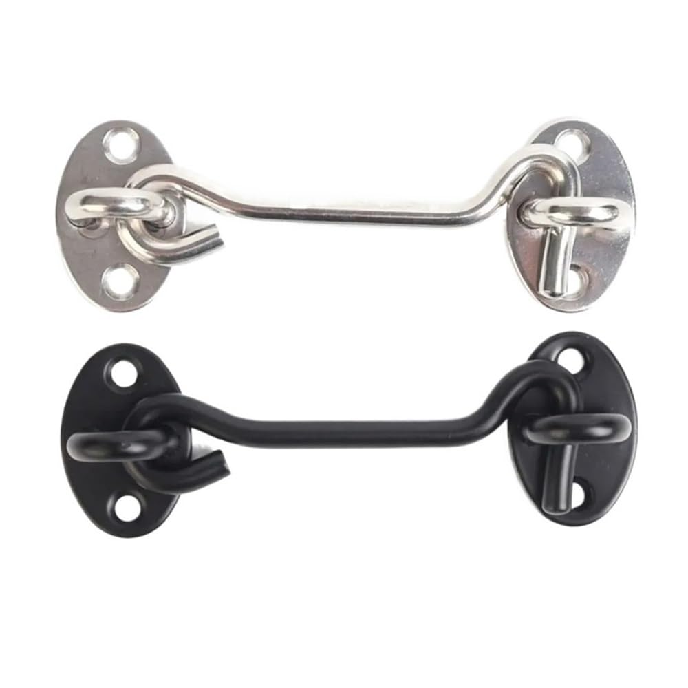 Dazhua Black 3Pcs Stainless Steel Storm Hook, Gate Hook Latch With Screws For Barn(Black)