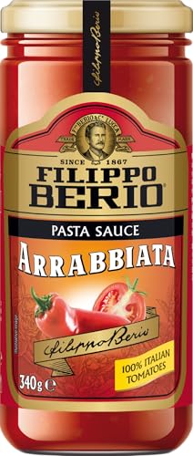 Filippo Berio Arrabbiata Pasta Sauce | Authentic Italian Pasta Sauce | Made with 100% Italian Tomatoes and Extra Virgin Olive Oil - 340g