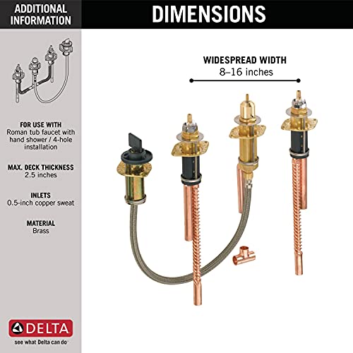 Delta Faucet Roman Tub Rough-In Valve for Delta 2-Handle Roman Tub Bath Faucets with Hand Showers R4707 by DELTA - Used condition - Image 3